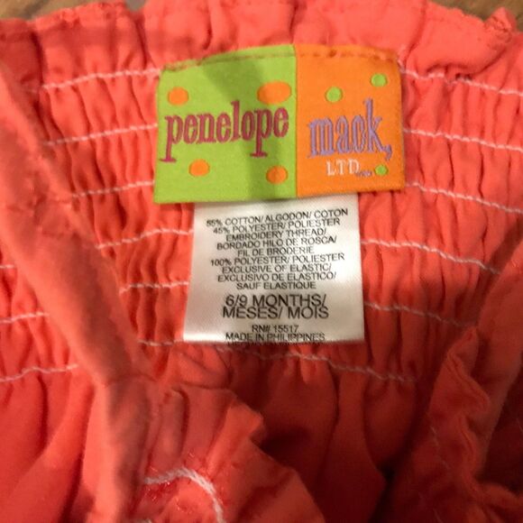 Baby Girl's 6-9 Months Sundress with Bloomers Smocking Ruffles Penelope Mack - Picture 3 of 3